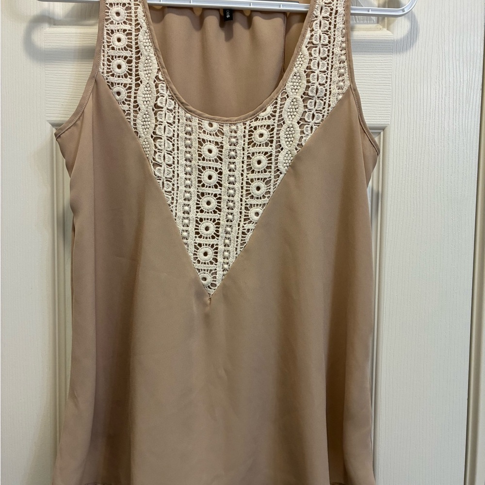 Maurices Tan Asymmetrical Embellished Tank Top